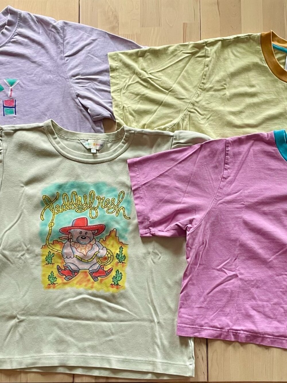 Teddy Fresh Women's Lot of 4 Very Worn T-Shirts sizes XS S M Cowboy SpongeBob